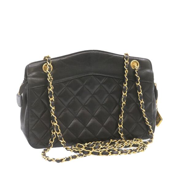 CHANEL Lamb Skin Matelasse Chain Shoulder Bag Black CC - Picture 1 of 16